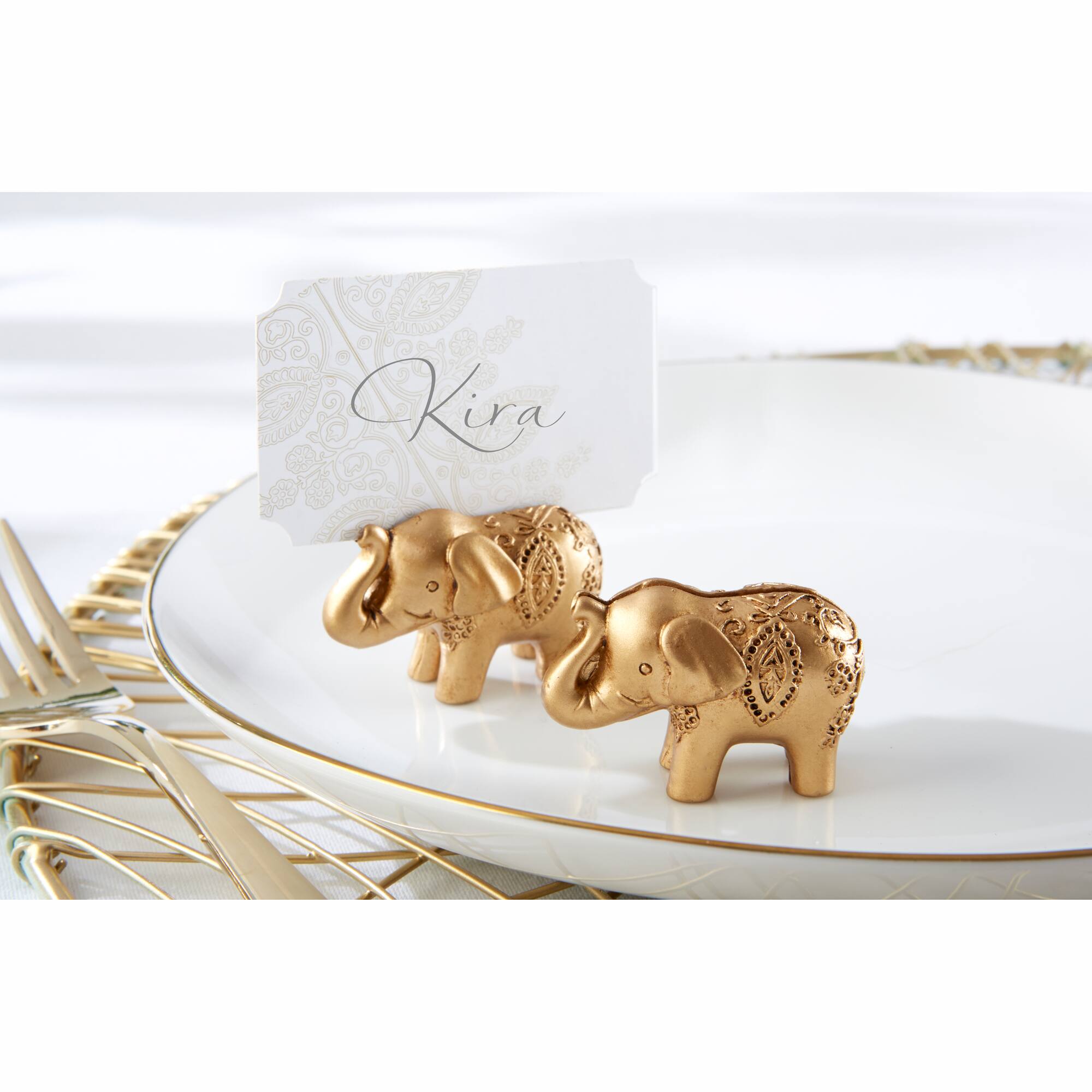 Kate Aspen® Lucky Golden Elephant Place Card Holder, 6ct.